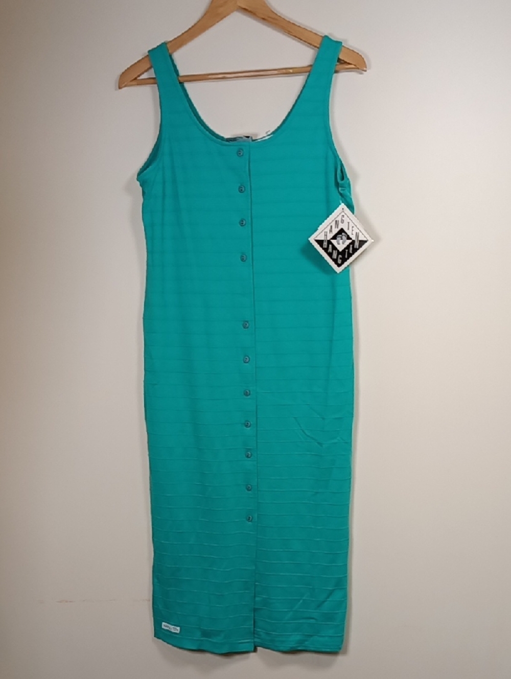 NOS NEW Vintage 80s Hang Ten Button Front Tank Dress Size Large
